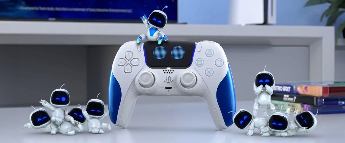 O controle sem fio DualSense da edição limitada do Astro Bot para PlayStation 5 1 O controle sem fio DualSense da edição limitada do Astro Bot para PlayStation 5